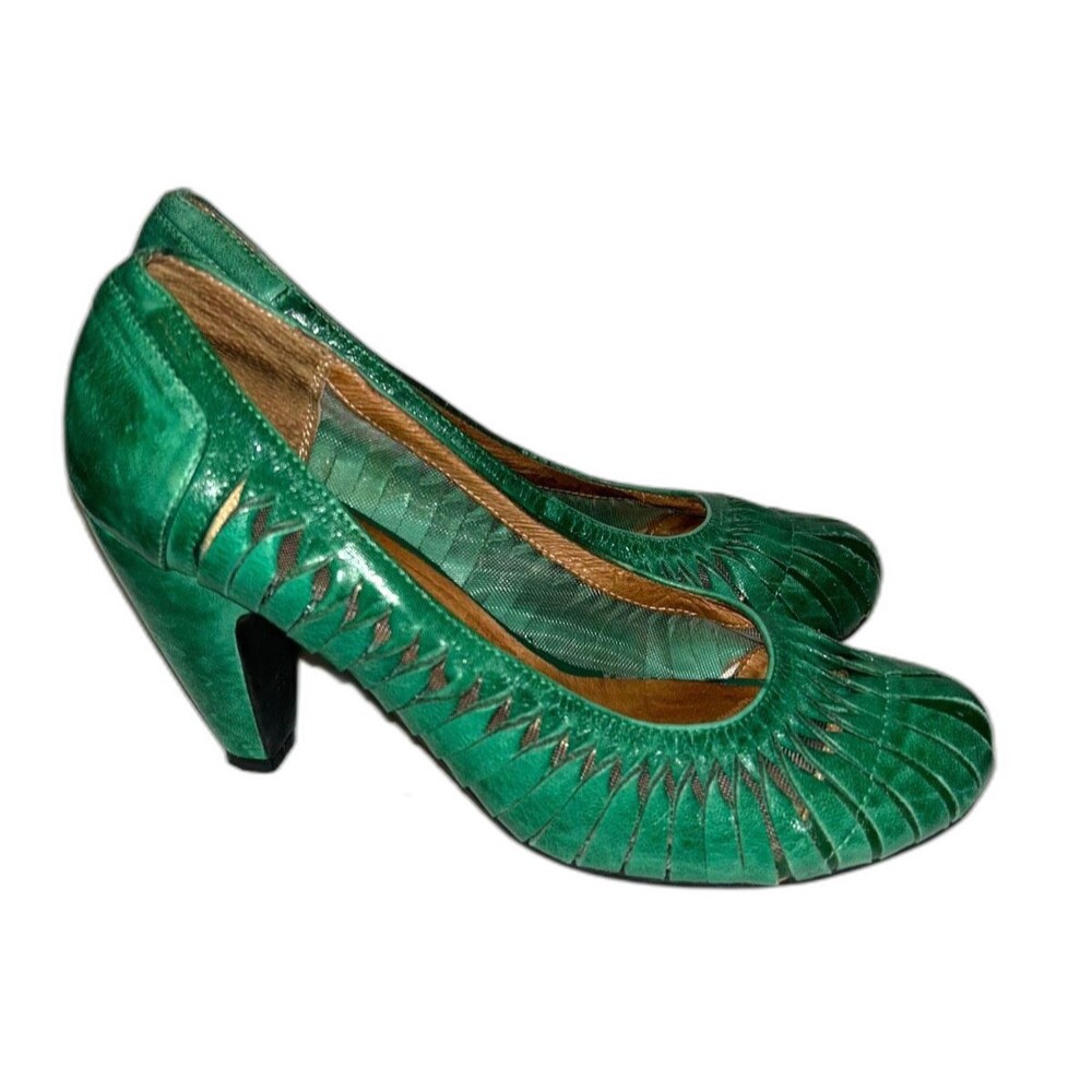 Miz Mooz Women’s Sachi Woven Leather Heel Pump size 10 Green
